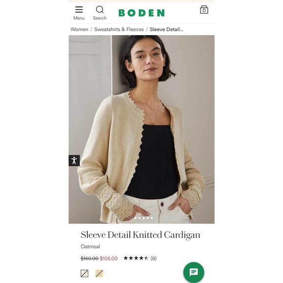 Boden Sleeve Detail Knitted Cardigan - Picture 7 of 9